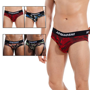 Men's sexy,breathable,comfortable camouflage low waisted triangular underwear