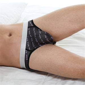 Men's Fashion Printed Ice Silk Breathable Mesh Double Tie Underwear