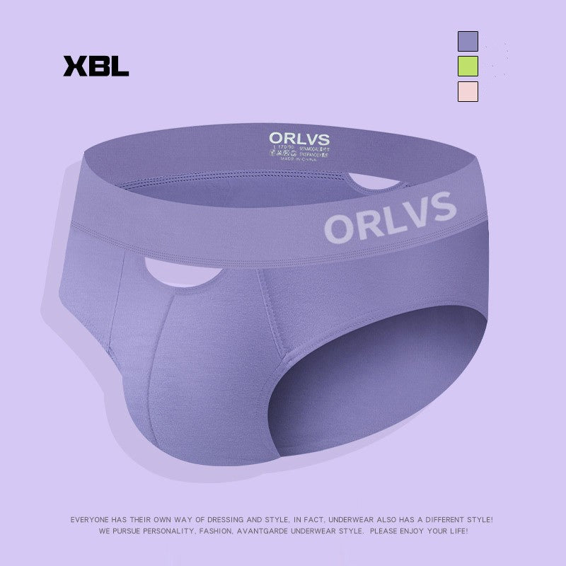 Men's Sexy Hollow Low Waist Hip Lifting Solid Color Modal Underwear