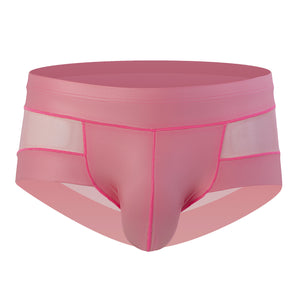 Men's sexy patent leather transparent mesh four corner underwear