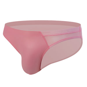 Men's sexy lacquer leather transparent mesh triangle underwear