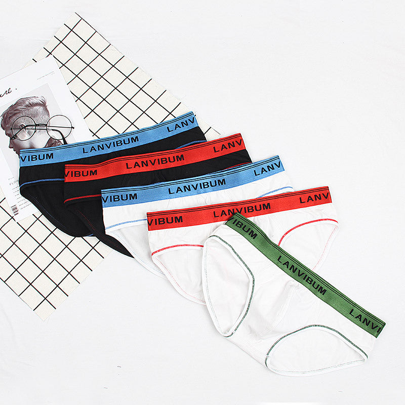 Men's Contrasting Color Simple Low Waist Triangle Underwear