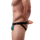 Men's rainbow personality low waist double thong