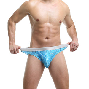 Men's Fashion Printed Ice Silk Breathable Mesh Double Tie Underwear