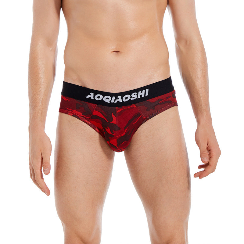 Men's sexy,breathable,comfortable camouflage low waisted triangular underwear