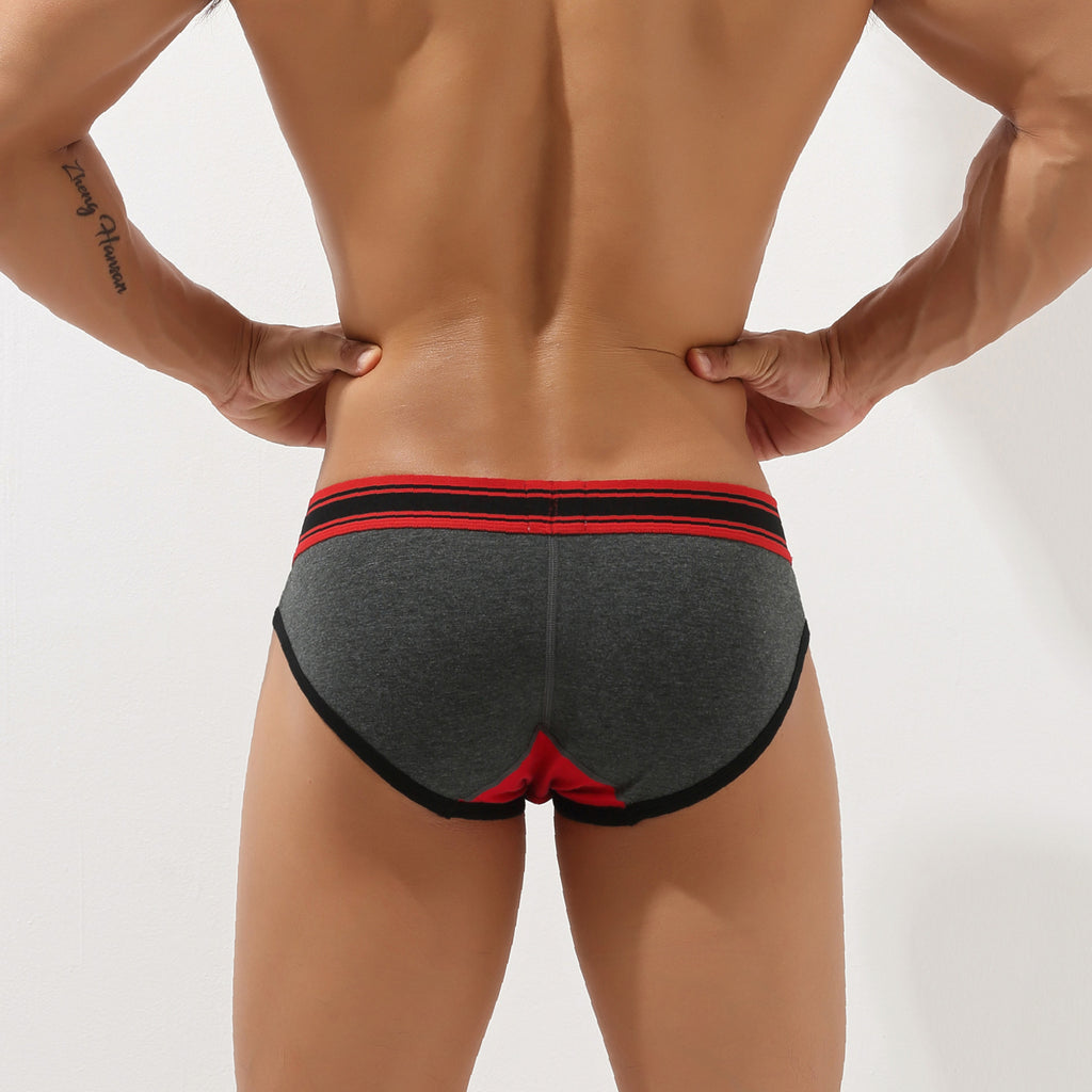 Men's sexy low waist color matching triangle underwear