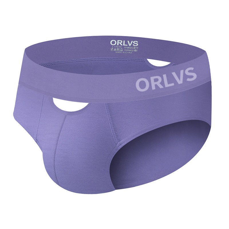 Men's Sexy Hollow Low Waist Hip Lifting Solid Color Modal Underwear