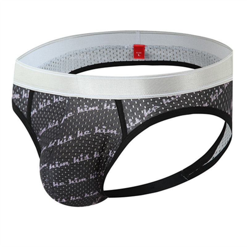 Men's Fashion Printed Ice Silk Breathable Mesh Double Tie Underwear