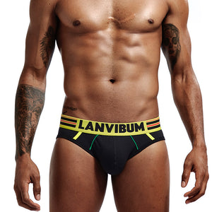Men's low waist U-convex color contrast large pouch underwear