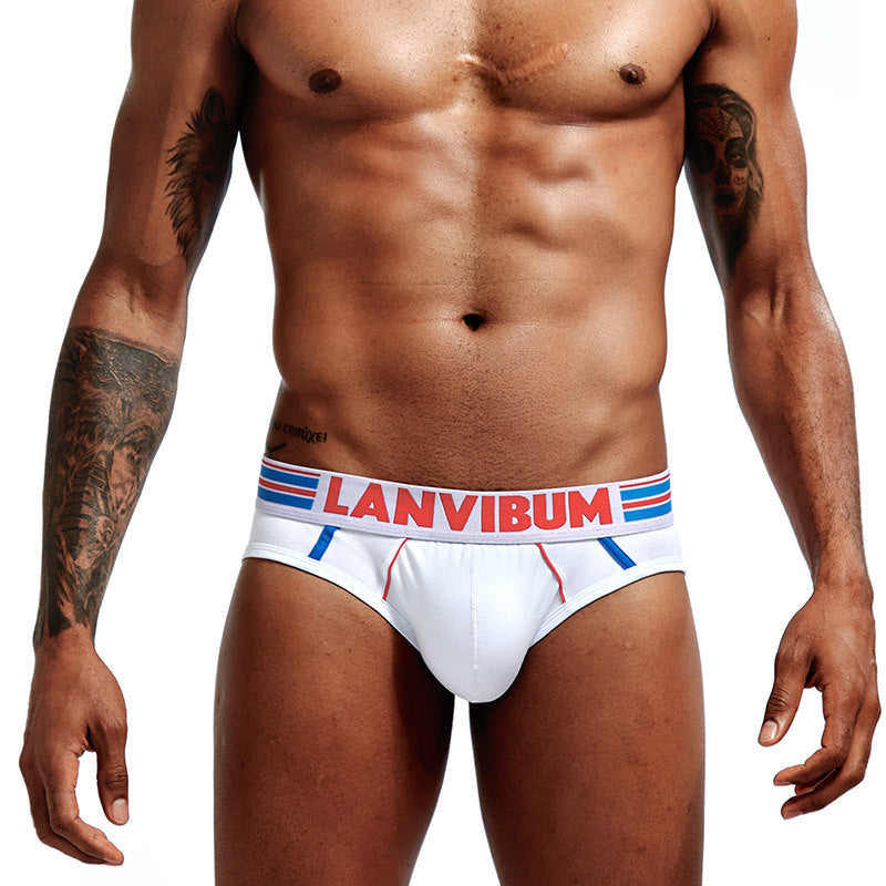 Men's low waist U-convex color contrast large pouch underwear