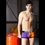 Men's fashion color block boxer underwear