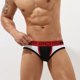 Men's sexy low waist color matching triangle underwear
