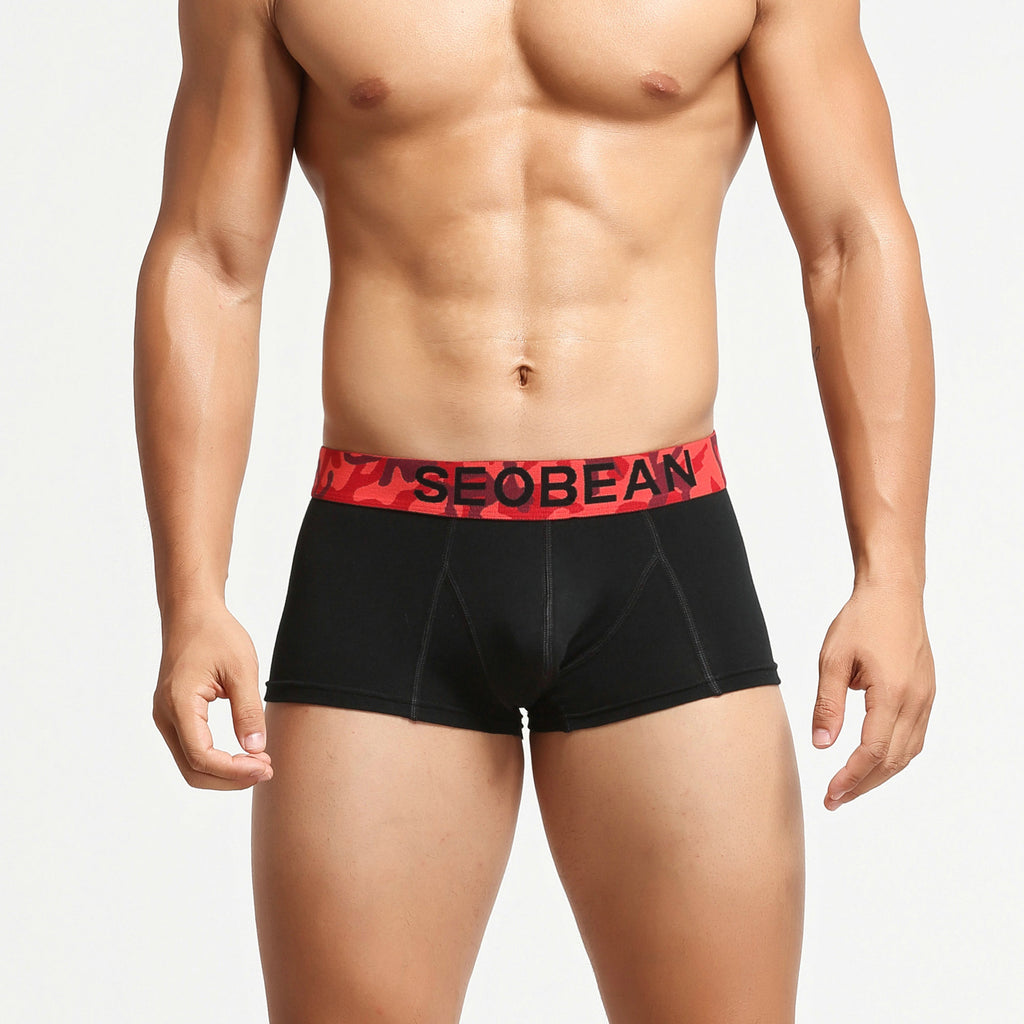 Men's solid color low waist boxer underwear