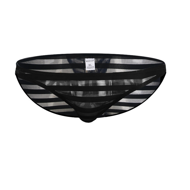 Men's transparent striped sexy triangle underwear