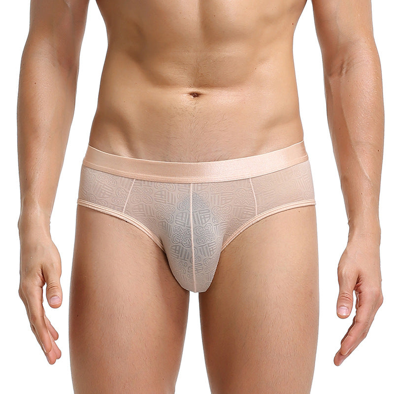 Men's Sexy Thin Jacquard  Breathable Underwear