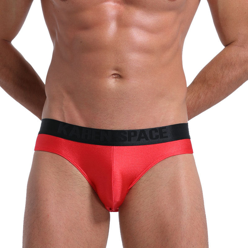 Men's sexy back empty ice silk triangle underwear