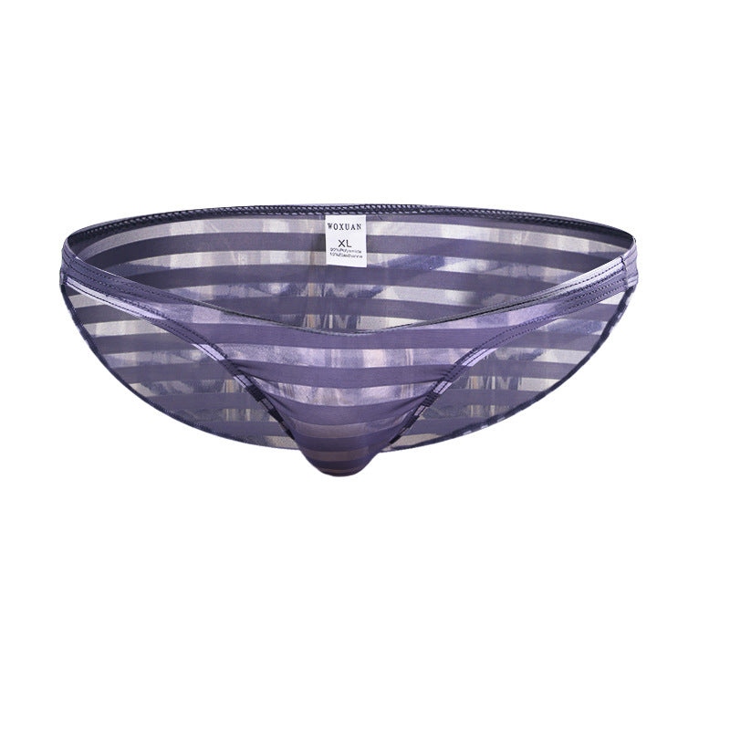 Men's transparent striped sexy triangle underwear