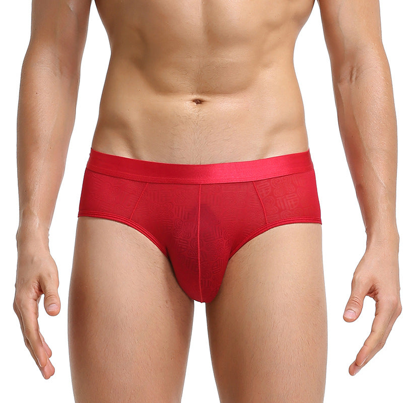 Men's Sexy Thin Jacquard  Breathable Underwear