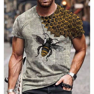 2021 new printed bee short-sleeved T-shirt - Amamble