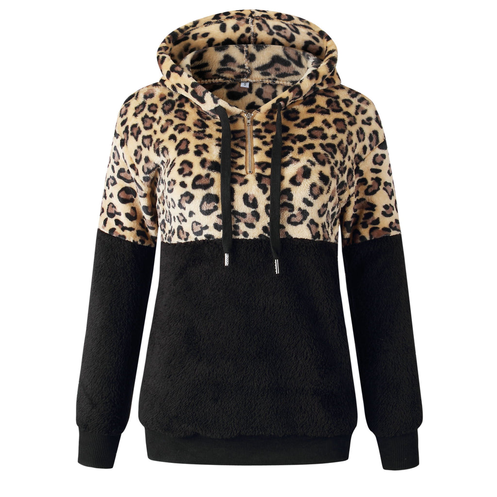 Leopard print plush sweater - Amamble