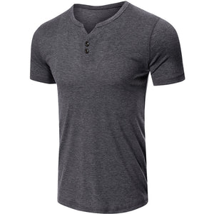 2021 Summer Solid Color Button T-Shirt - Amamble