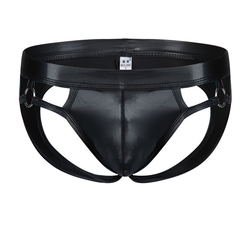 Men's Faux Leather Sports Briefs