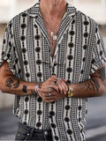 Printed Lapel Short Sleeve T-shirt - Amamble