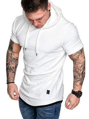 Solid Color Hooded T-Shirt - Amamble