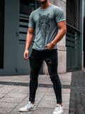 Owl Print Short Sleeve T-Shirt - Amamble