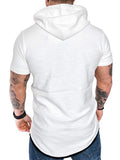 Solid Color Hooded T-Shirt - Amamble