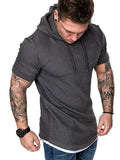 Solid Color Hooded T-Shirt - Amamble