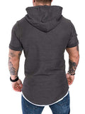 Solid Color Hooded T-Shirt - Amamble