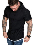 Solid Color Hooded T-Shirt - Amamble