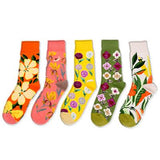 5 Pieces Floral animals creative fancy colorful socks - Amamble