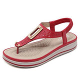 Fashion sandals with metal buckle wedge heel - Amamble