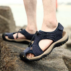 Beach leather casual men's shoes - Amamble