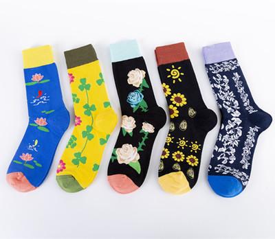 5 Pieces Floral animals creative fancy colorful socks - Amamble