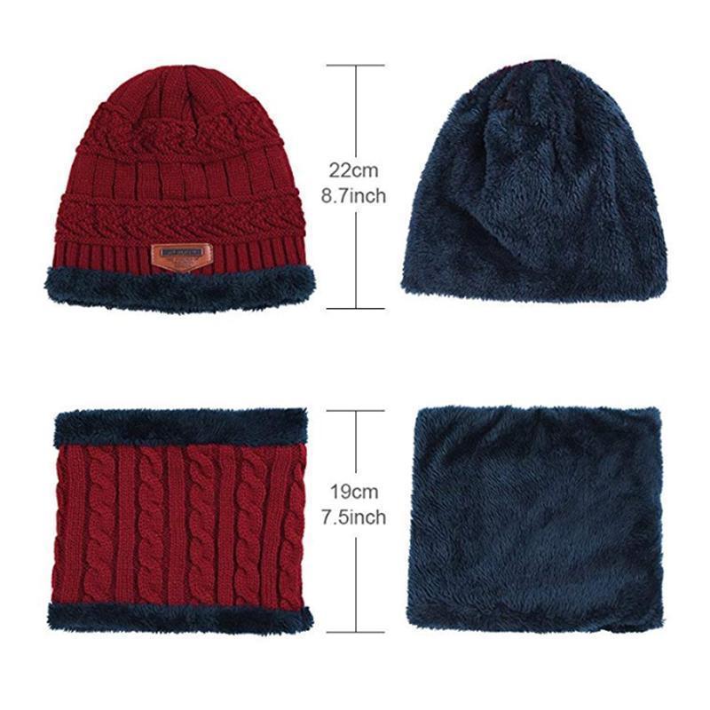 Warm Beanie Cap With Scarf - Amamble