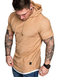 Solid Color Hooded T-Shirt - Amamble