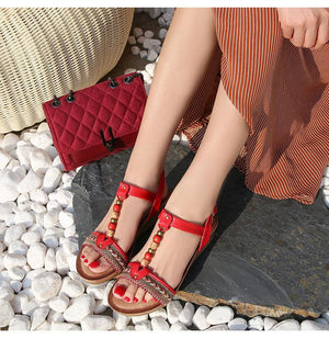 Bohemian sandals with sloping heels - Amamble