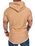 Solid Color Hooded T-Shirt - Amamble