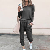 Ladies solid color two-piece  (top and pants) - Amamble