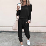 Ladies solid color two-piece  (top and pants) - Amamble