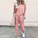 Ladies solid color two-piece  (top and pants) - Amamble