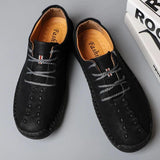 Men's Hand Stitching Non Slip Soft Sole Casual Leather Shoes - Amamble