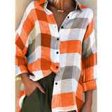 Printed long sleeve loose check shirt - Amamble