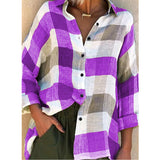 Printed long sleeve loose check shirt - Amamble