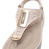 Fashion sandals with metal buckle wedge heel - Amamble