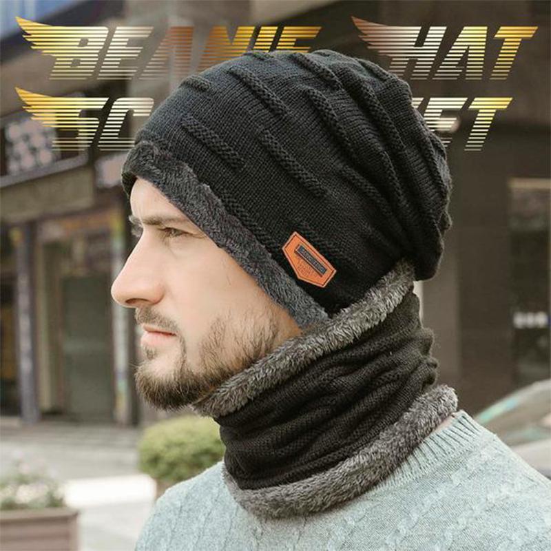 Warm Beanie Cap With Scarf - Amamble