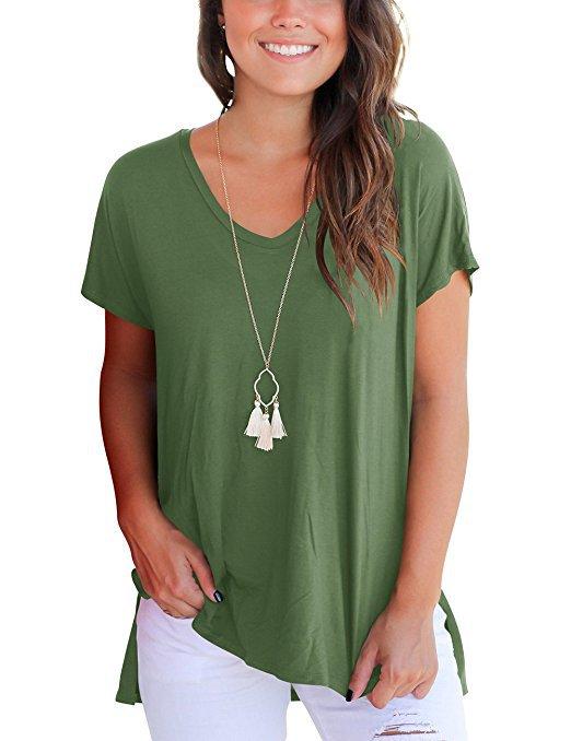 V-neck short sleeves with side seams - Amamble